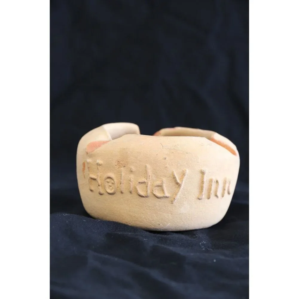Vintage 1973 Holiday Inn Acapulco Ceramic Ashtray Trinket Dish Terra Cotta 3 1/2